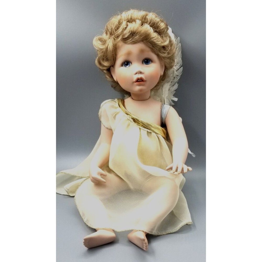 Vintage Ellenbrooke Sweet Cherub Porcelain Doll With Wings & Arrow